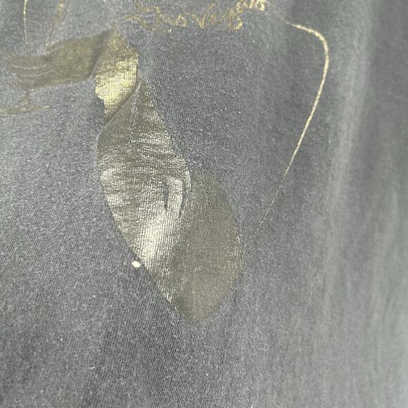 Vintage Las Vegas T-Shirt Sz XL Black Red Trim Single Stitch Paris Lady Made USA - Picture 3 of 14